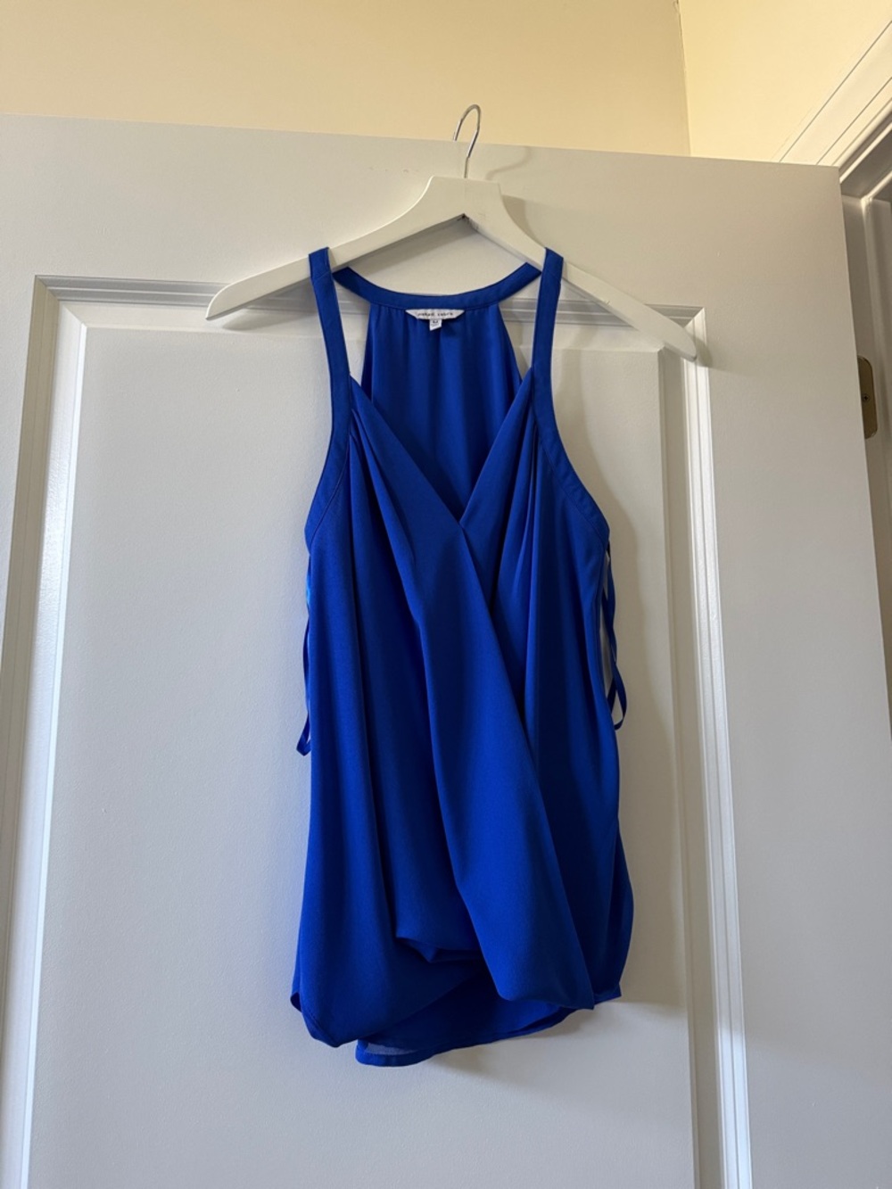 Express Cobalt Blue Draped Halter V-Neck Tank